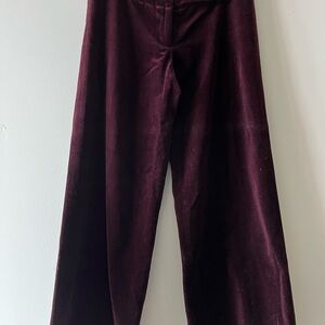 Milly Velvet Wide-Leg Pants in Deep Burgundy